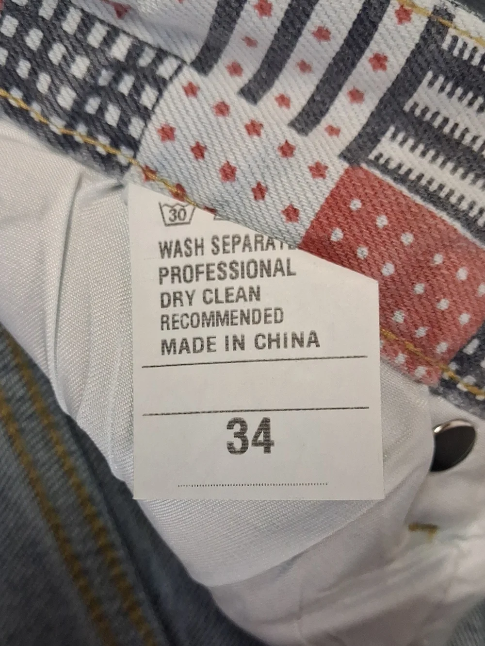 NWT Mens Designer Straight Slim Fit Patchwork Jeans Sz. 34